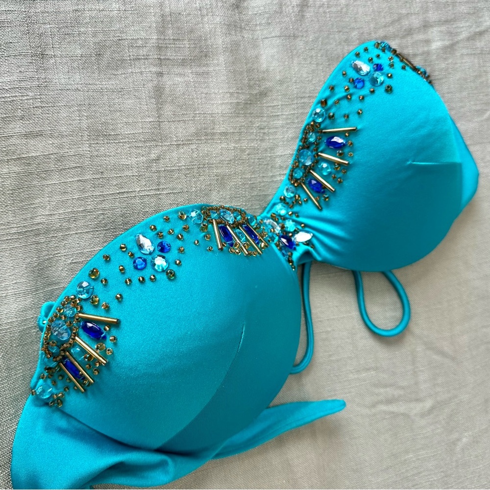 Victoria’s Secret Swim Teal Embellished Bikini Top